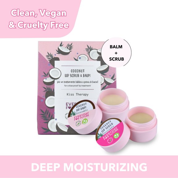 Everyday For Future Coconut Lip Scrub & Lip Balm Kit, Moisturizing, 2 x 0.34 oz