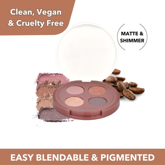 Everyday For Future Coffee Eyeshadow Quads, Caff Mocha, Blendable & Pigmented, 4 x 0.03 oz