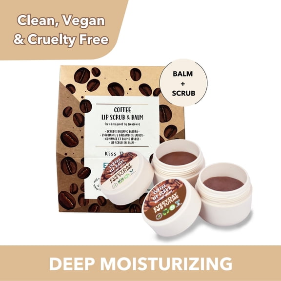 Everyday For Future Coffee Lip Scrub & Lip Balm Kit, Moisturizing, 2 x 0.34 oz
