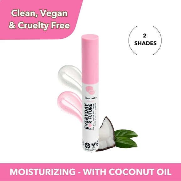 Everyday For Future Moisturizing Pink Lip Oil with Coconut Oil, Natural Lip Oil Non Sticky Lip Gloss Makeup (Coco Loco) 0.22 fl oz