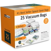 Home-Complete 25 Vacuum Storage Bags with Pump for Storing Clothes Clear
