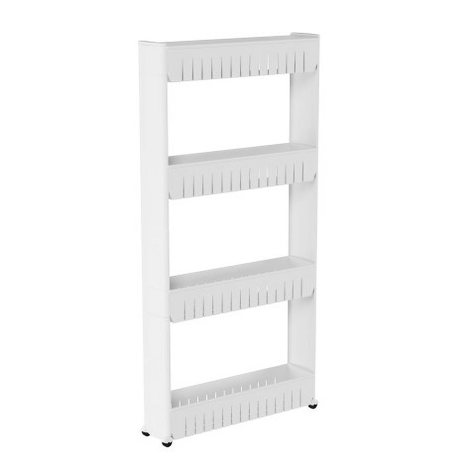 Everyday Home 4-Tier Plastic Bathroom Storage Organizer Cart with Wheels