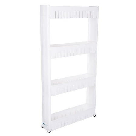 Everyday Home 4-Tier Plastic Bathroom Storage Organizer Cart with Wheels