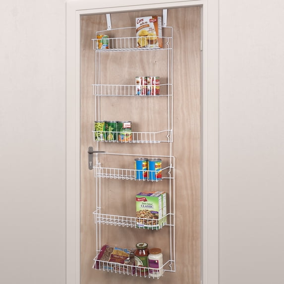 Everyday Home 5 Foot Overdoor Rack with 6 Baskets - White