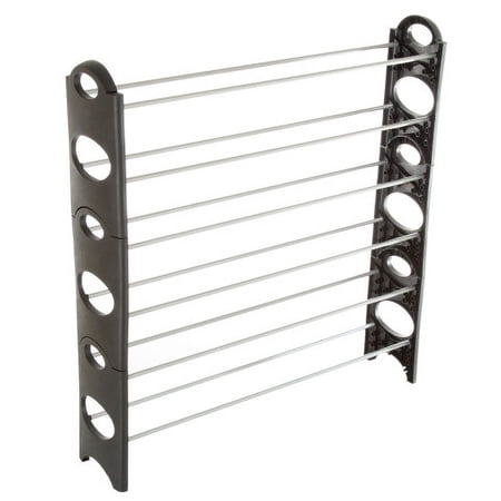 Everyday Home 6-Tier Stackable Shoe Rack - Holds 24 Pairs (Black)