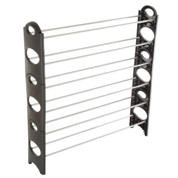 Everyday Home 6-Tier Stackable Shoe Rack - Holds 24 Pairs (Black)