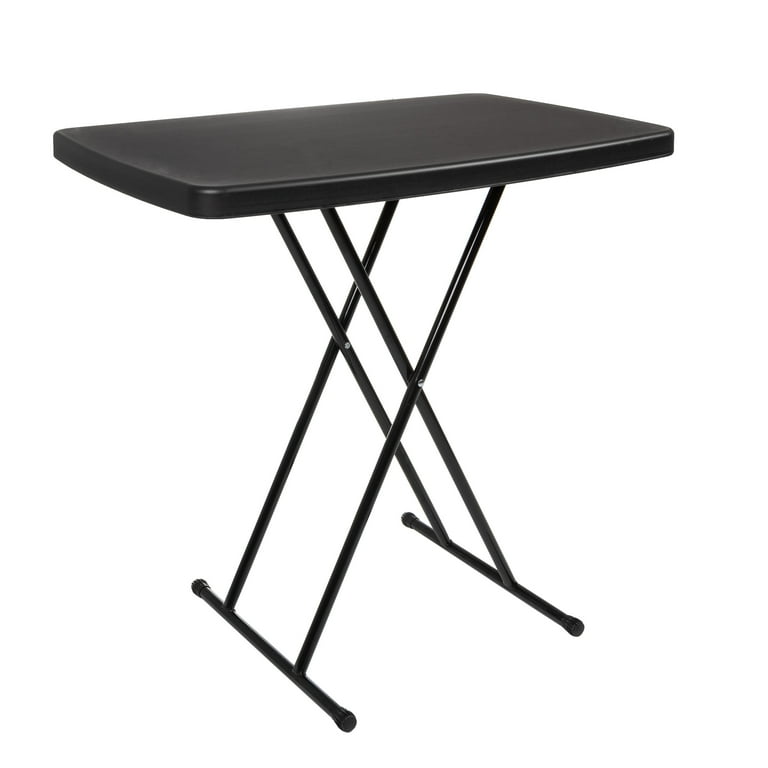 Everyday Home Adjustable Folding Table for Camping Cards and Crafts Black