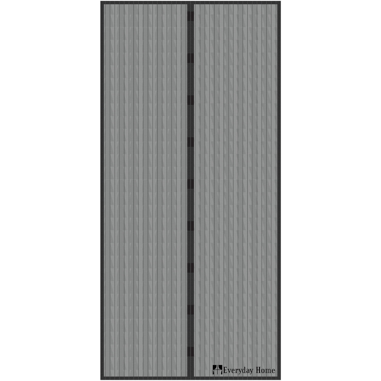 Everyday Home Magnetic Mesh Screen Door Curtains with Automatic Close, 38 x 80 in., Black