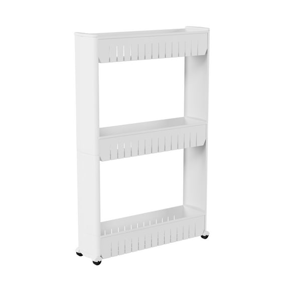 Everyday Home 3 Tier Shelf Rolling Cart - Narrow-Space Kitchen or Bathroom Shelf Organizer Cart - Slim Slide-Out Storage Shelves for Kitchen, Bathroom, Laundry and Pantry
