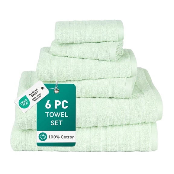 Trident Luxury Soft Bath Towel Set, 6-Piece, Fast-Dri Technology, Lightweight, Absorbent & Built to Last, Machine care, Sage