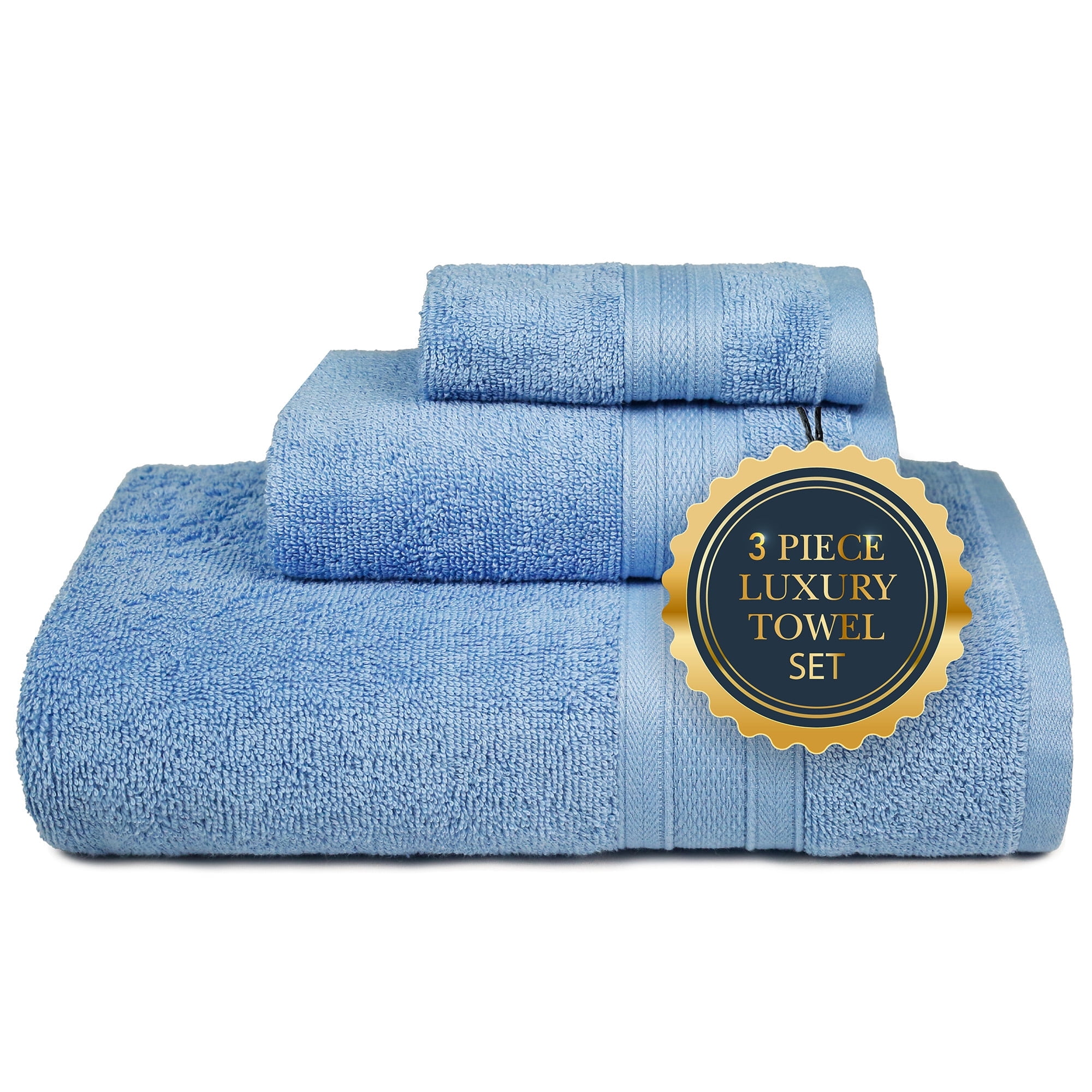 Everyday Home by Trident 3 Pc Bath Towel Set, 100% Cotton, Plush, Absorbent, Soft Comfort ...