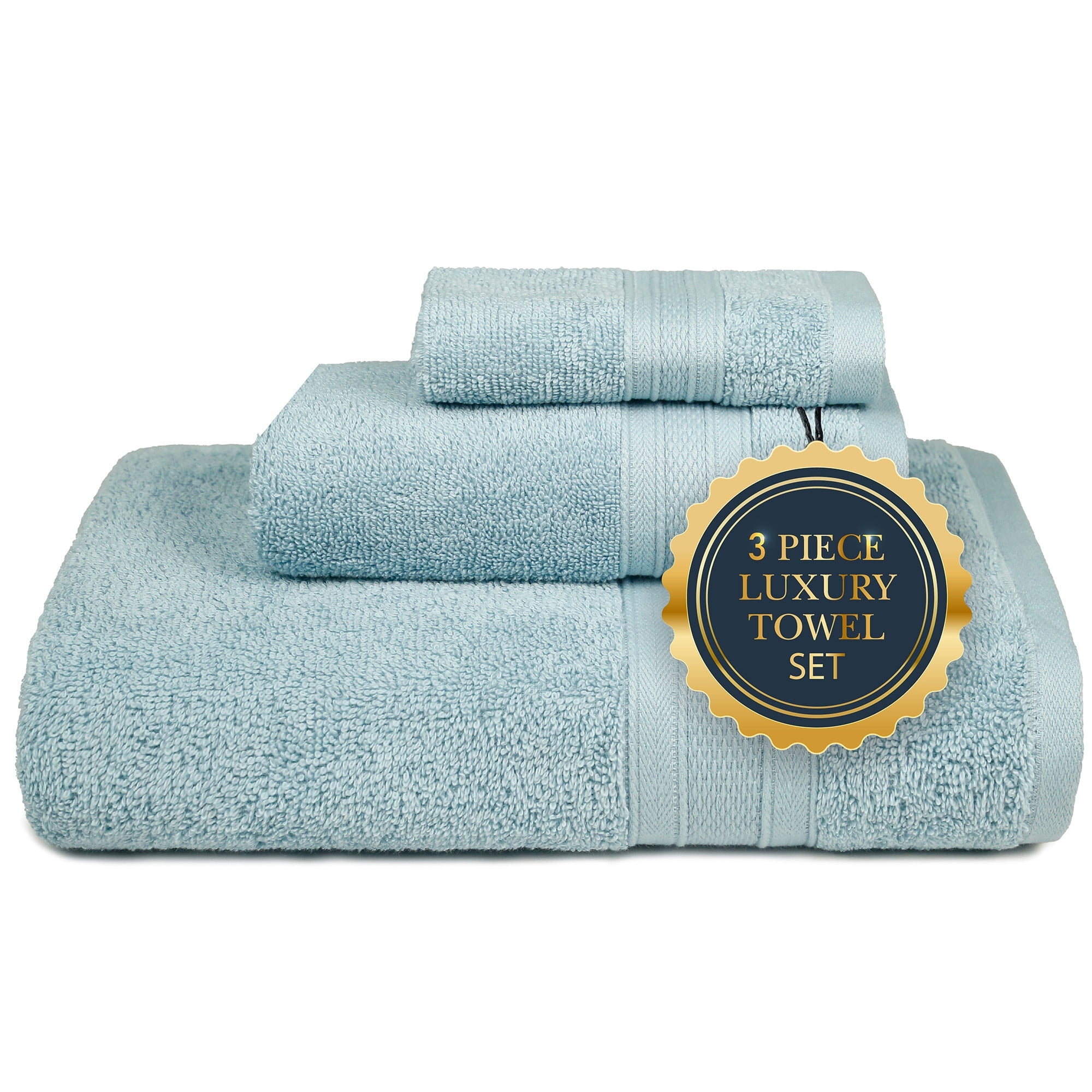 Everyday Home by Trident 3 Pc Bath Towel Set, 100% Cotton, Plush, Absorbent, Soft Comfort ...