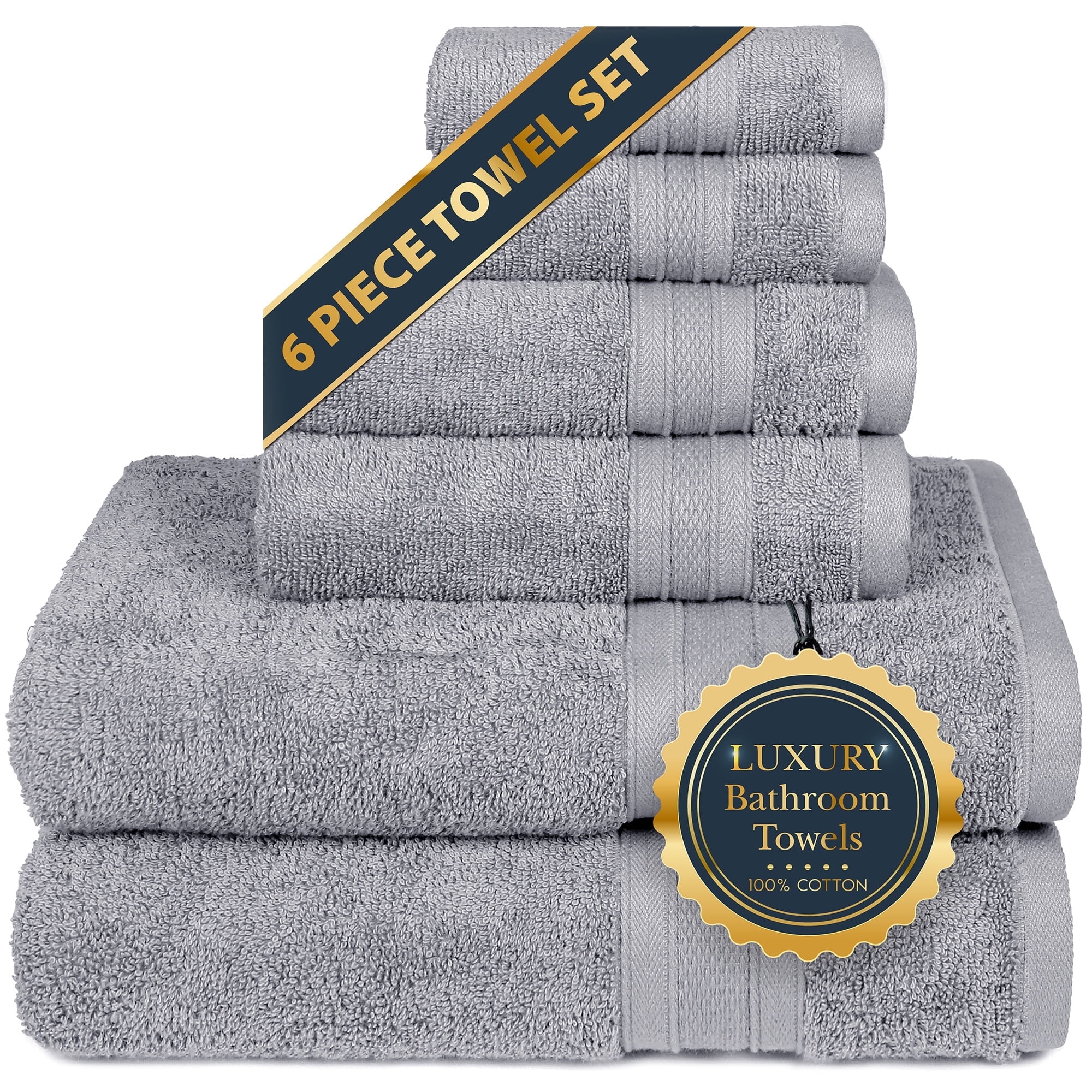 Everyday Home by Trident 6 Pc Bath Towel Set, 100% Cotton, Plush ...