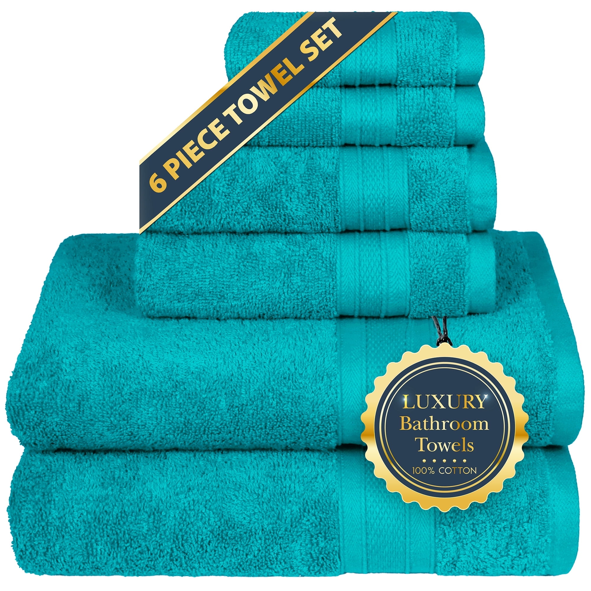 Teal Cotton Plush 6-Piece Towel Set