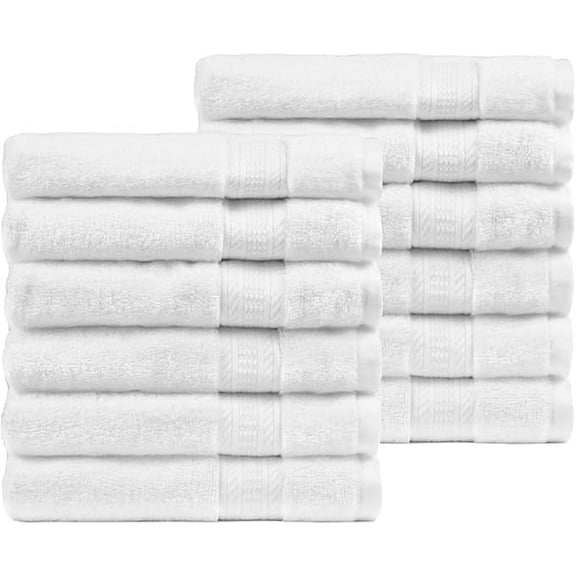 Everyday Towels by Trident White Hospitality 12-Piece Hand Towel Set, 12 Hand Towels of 16 x 30 Inches