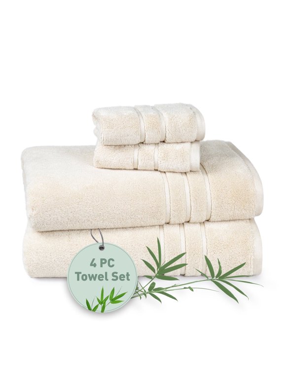 Trident Eco Twist Bamboo towel for Bath, Premium Long Staple Cotton & Viscose from Bamboo Blend Towels, Soft, Durable and Fade Resistant, for Everyday Family Use, Lamb's Wool