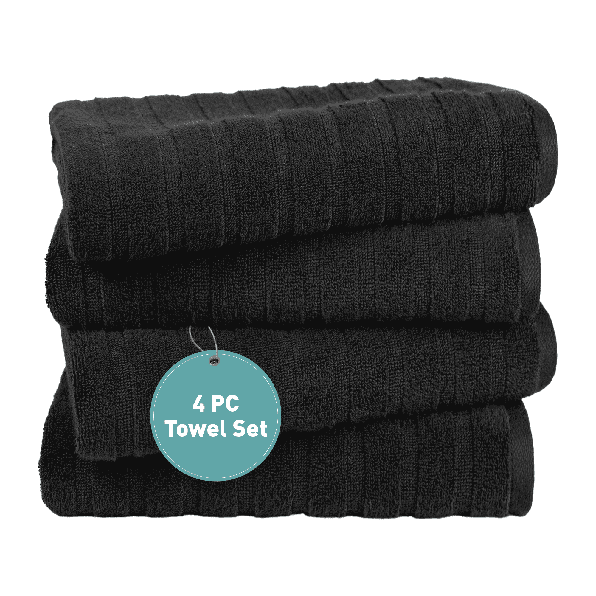 Everyday Home by Trident Quick Dry 4 Bath Towels, 100% Cotton , lightweight,Soft, Absorbent, Bathroom Towels, 4 Bath 27"x54", Black