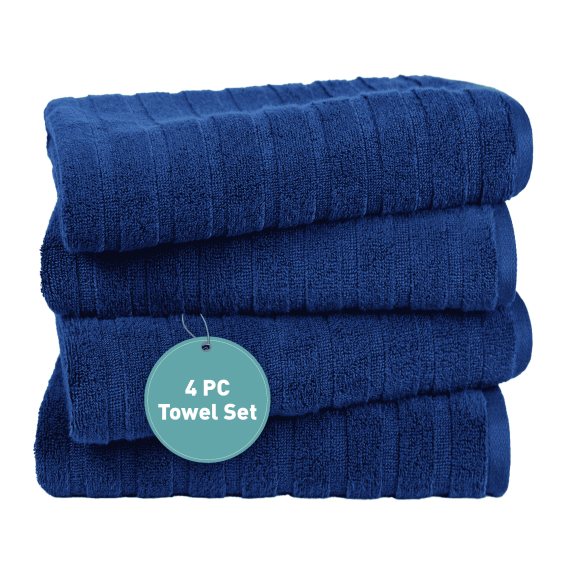 Everyday Home by Trident Quick Dry 4 Bath Towels, 100% Cotton , lightweight,Soft, Absorbent, Bathroom Towels, 4 Bath 27"x54", Navy Blue