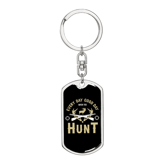 Everyday Hunter'S Keychain Stainless Steel or 18k Gold Dog Tag Keyring