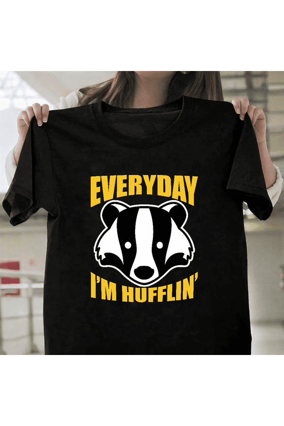 Everyday I Am Huffling Funny Honey Badger Animal Lover Humor Unisex T-Shirt, for men & women, up to size 5XL.