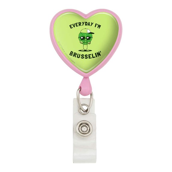 Everyday I'm Brusselin' Brussels Sprouts Hustling Funny Humor Heart Lanyard Retractable Reel Badge ID Card Holder
