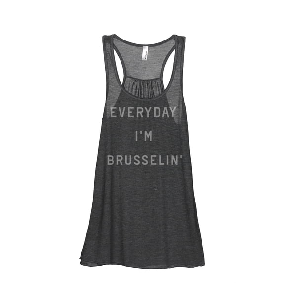 Everyday I'm Brusselin Women's Fashion Sleeveless Flowy Racerback Workout Yoga Tank Top Charcoal Grey Large