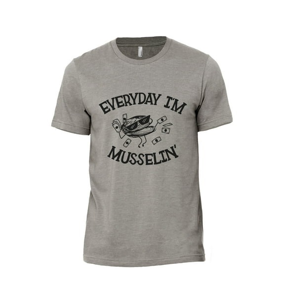 Everyday I'm Musselin Men's Modern Fit Fun Casual T-Shirt Printed Graphic Tee Military Grey 3X-Large