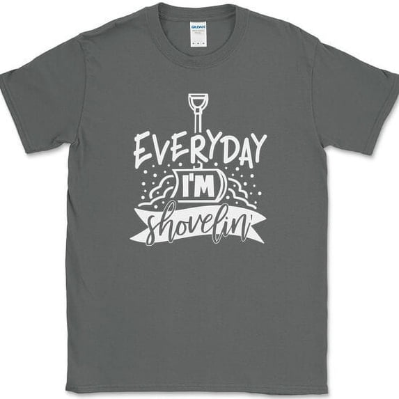 Everyday I'm Shovelin T-Shirt Funny Christmas Holiday Xmas Gift Joke Tee - Charcoal, 3XL