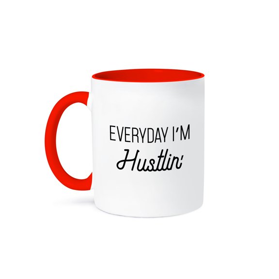 3drose, Everyday Im Hustlin, 11oz Two-tone Red Mug