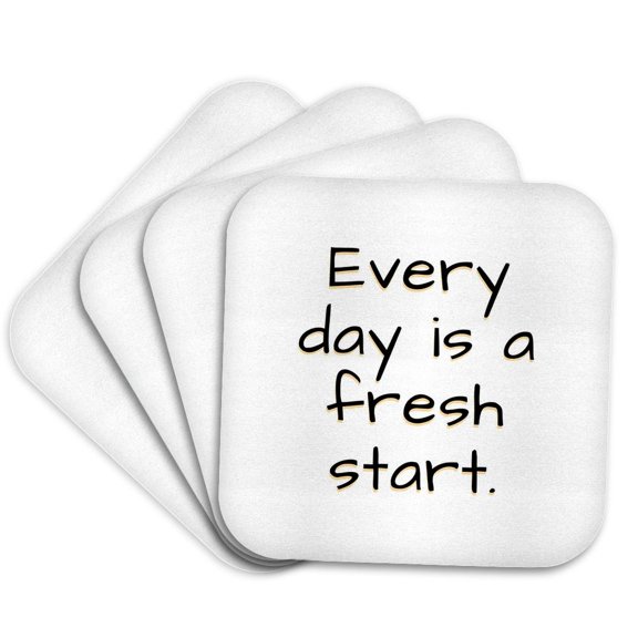 3drose, Everyday Is a Fresh Start Quotes About Mental Health Awareness, Set of 4 Coasters - Soft