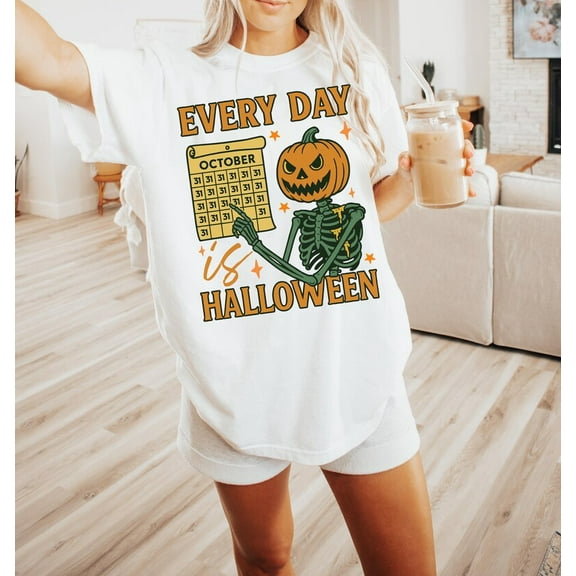 Everyday Is Halloween Shirt, Vintage Tee, Trendy Halloween Shirt Design for Spooky Season Fans, Scary Movie Graphic Shirt for Fall