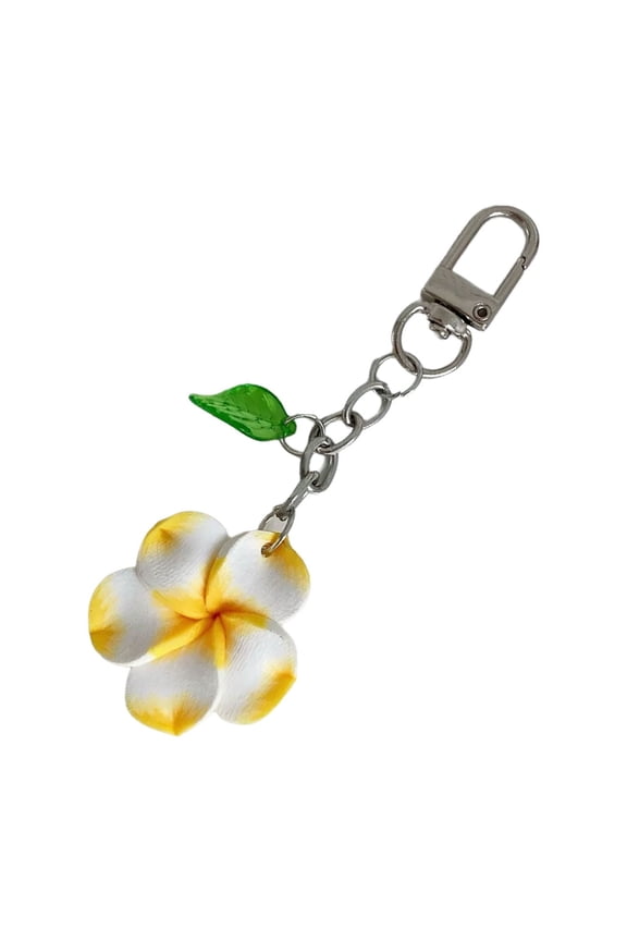 Everyday Keychain Bright Sunflowers And Frangipani Pendant Keyring Lightweight PVC Key Holder For Backpack Purse