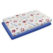 Everyday Kids 2 PK Portable Crib Sheet - Jungle Sports and Blue