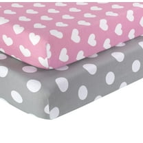 Everyday Kids 2 Pack Fitted Crib Sheet - Hearts/Polka Dots