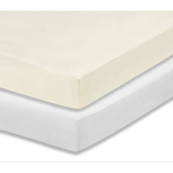 Everyday Kids 2-Pack Fitted Crib Sheets - White/Beige