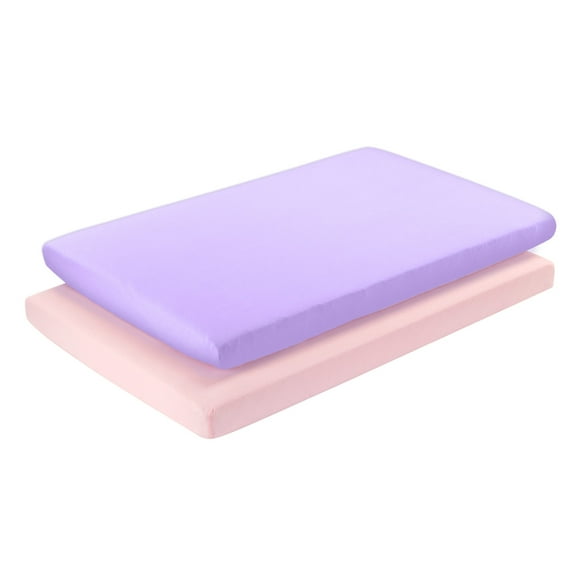 Everyday Kids 2 Pack Portable Crib Sheets - Pink/Purple
