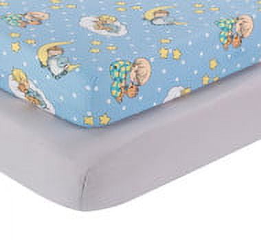Toddler Boys' Blue and Gray Cotton Jersey Crib Sheet Set