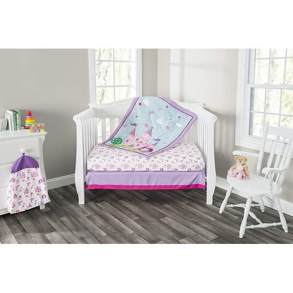 Everyday Kids 3 Piece Girls Crib Bedding Set -Princess Storyland