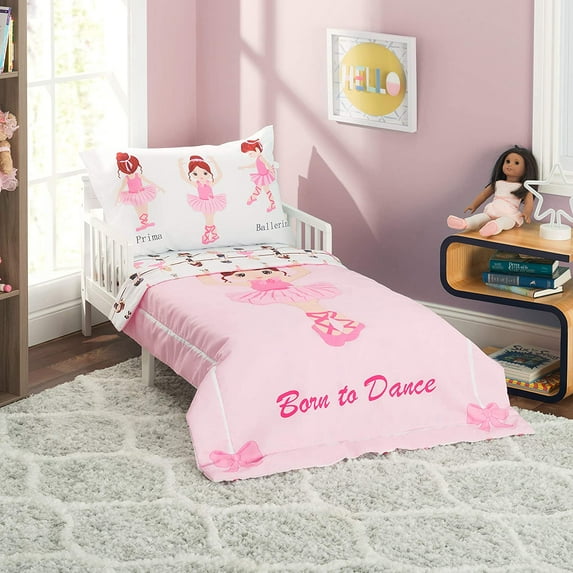 Everyday Kids 4 Piece Toddler Bedding Set -Born to Dance Ballerina