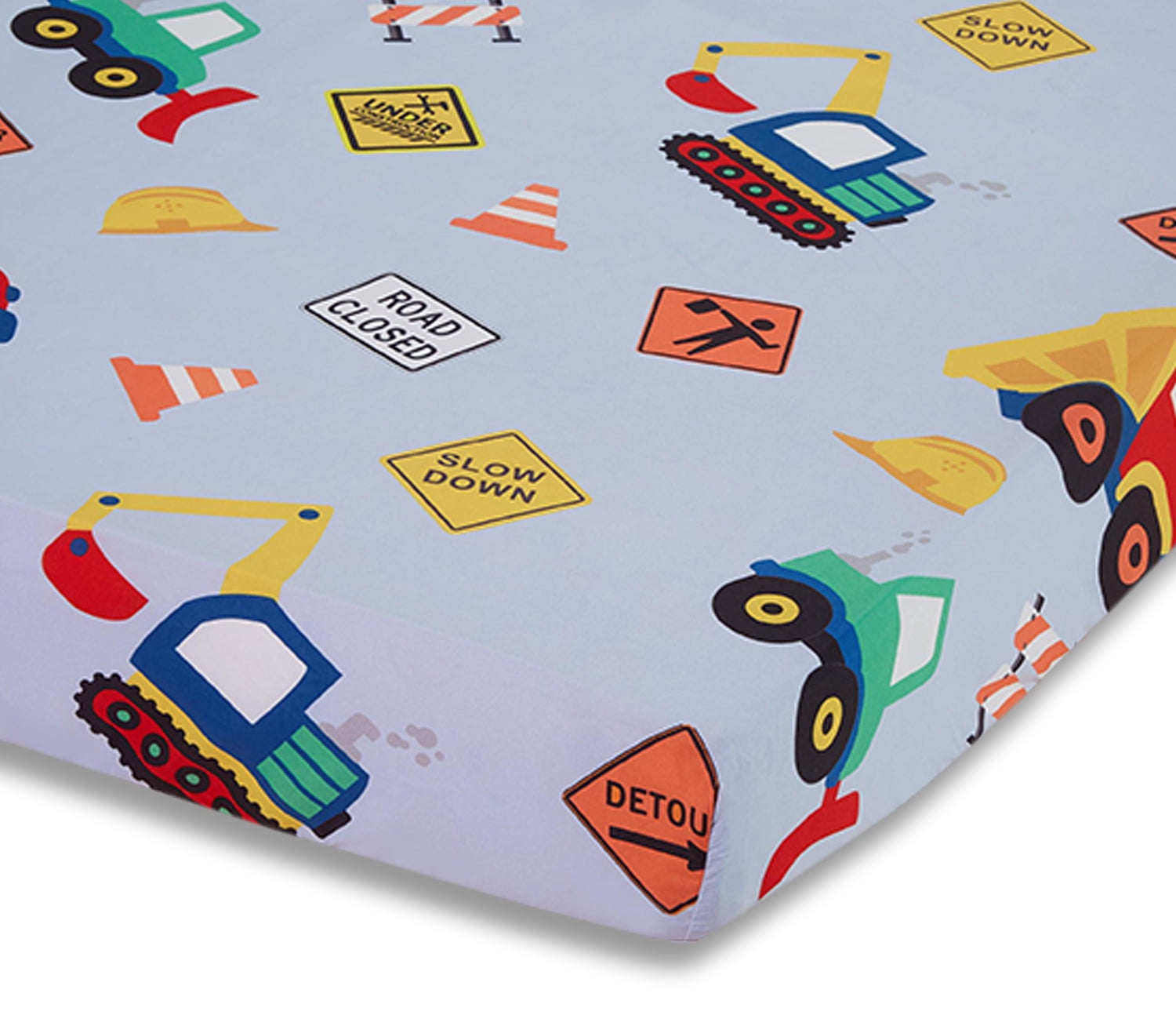 Everyday Kids Baby Boy Fitted Crib Sheet Under Construction