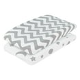 thumbnail image 1 of Everyday Kids Changing Pad Cover, Gray/White Chevron & Moon Stars, 2 Count, 1 of 10