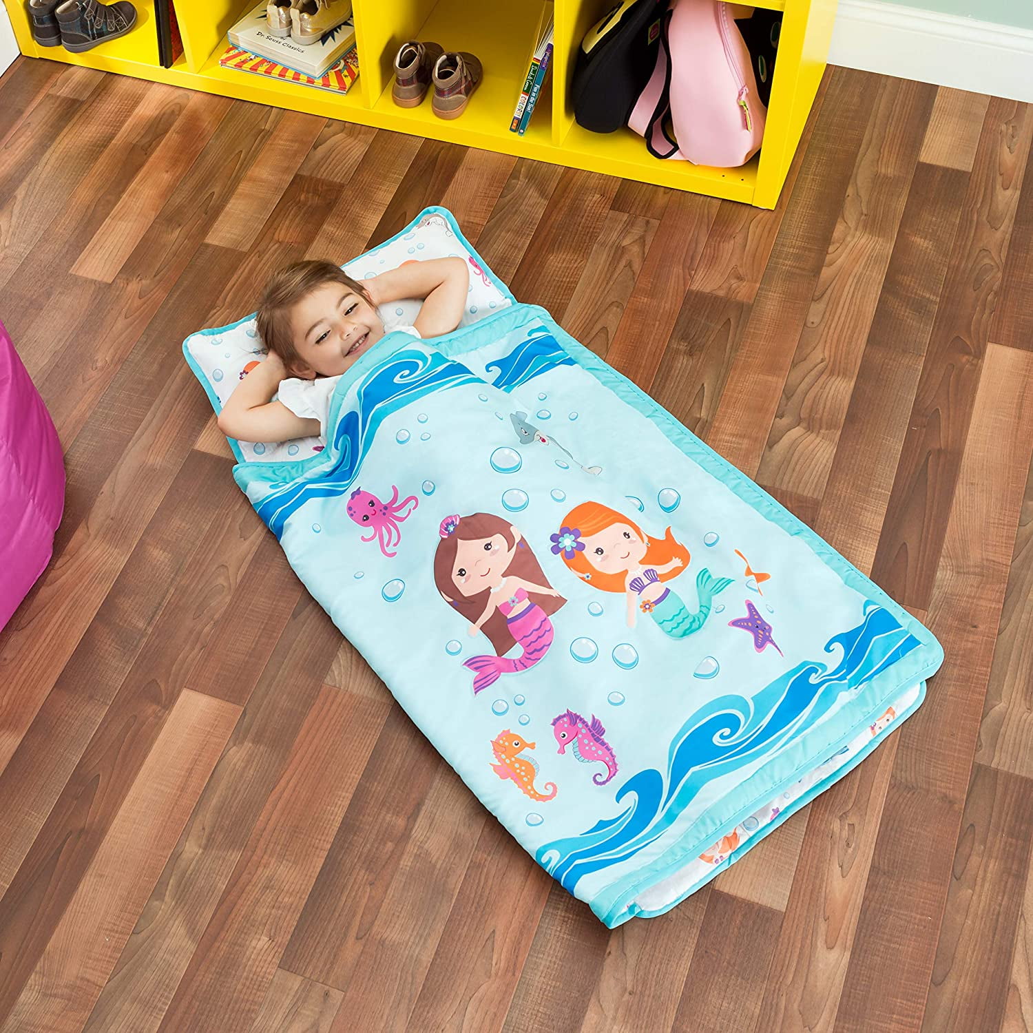 Everyday Kids Toddler Nap Mat with Pillow Underwater Mermaids for
