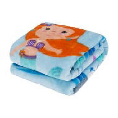 Mermaid Adventure Blue and Orange Toddler Travel Blanket