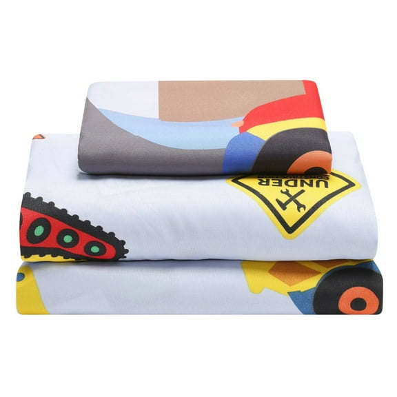 Everyday Kids Under Construction Twin Size Bed Sheet Set