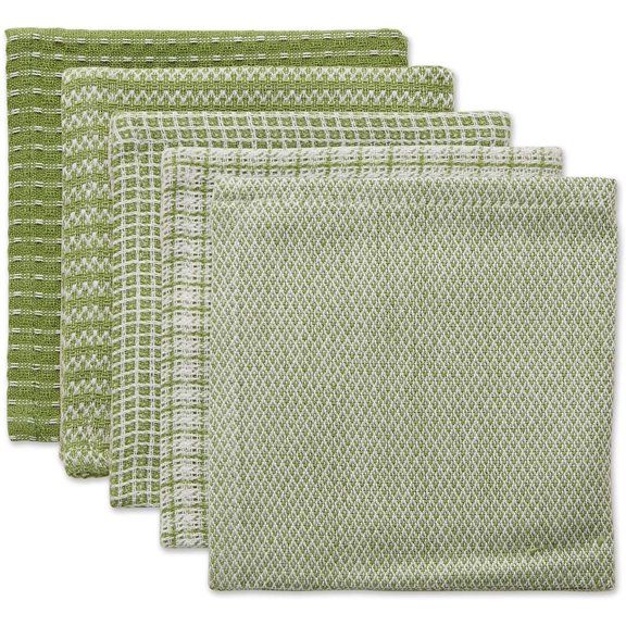 Everyday Kitchen Collection Assorted Dishcloth Set, 12x12, Antique Green, 5 Count