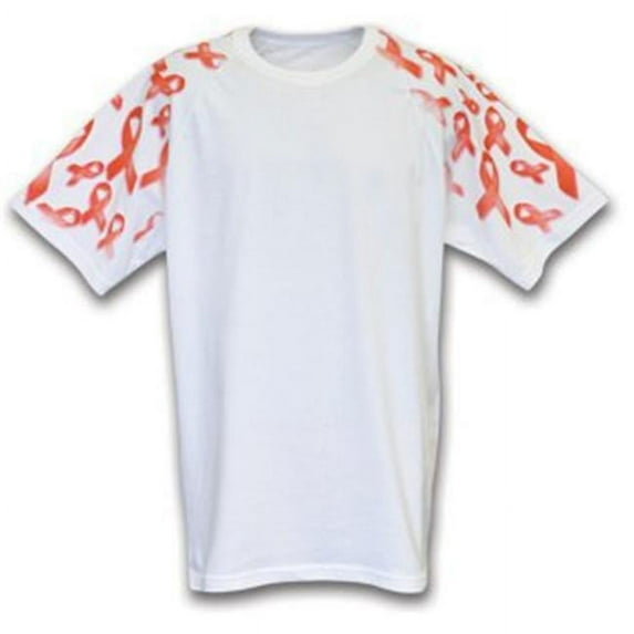 Everyday Life 500-49-White- Red-L Ribbon Theme Print Tee, White & Red - Large
