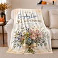 thumbnail image 1 of Everyday Love 50 Years Strong Golden Anniversary, Cozy Botanical Garden Scene, Warm Flannel Blanket for Sunroom and Reading Nook, Garden Lovers Valentine's Day Gift, Artistic Home Decor, 1 of 9