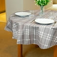 thumbnail image 1 of Everyday Luxuries Waterproof Round Fitted Tablecloth 60 Inch Stain and Wrinkle Resistant | Decorative 3.6 gauge Gray Atlantic Plaid Vinyl Table Cover for Indoor Outdoor Seating, Gatherings, Occasions., 1 of 6
