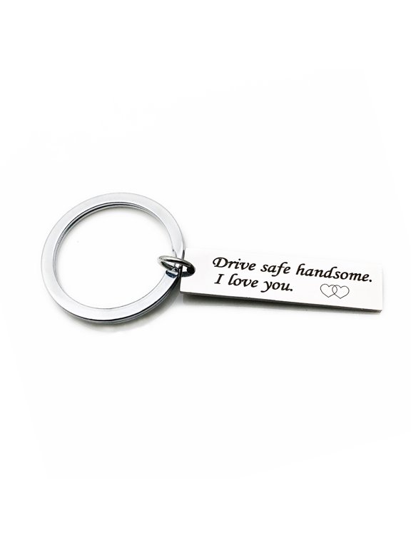Everyday Memento Keychain, Stainless Steel Engraved Drive Safe Plate With Round Loop, Daily Carry Accessory For
