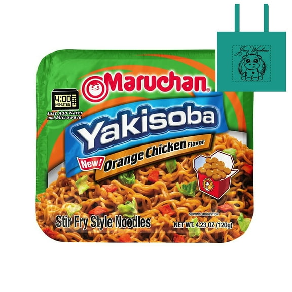 Everyday Necessiteez Yakisoba Orange Chicken Flavor Noodles, 4.23 oz with bonus Porte Pot-8 Packs